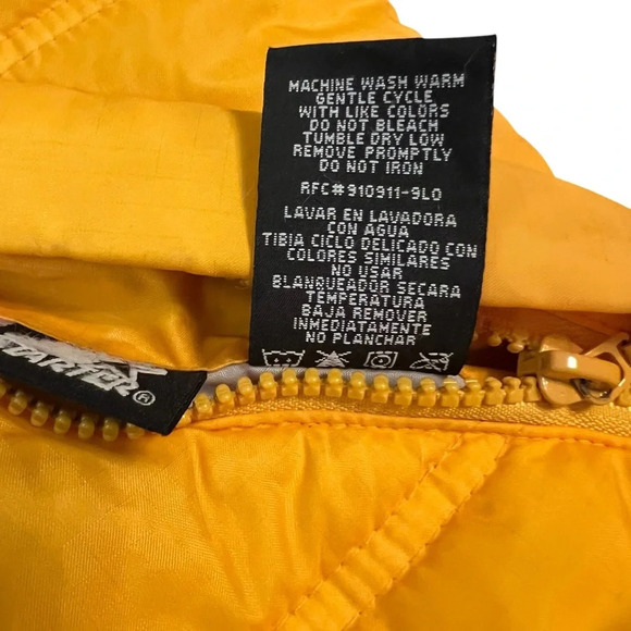 Vintage 90s Starter Reversible Puffer Vest XL Black Gold Nylon Streetwear - Picture 5 of 7